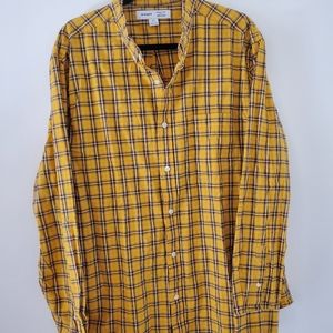 Old navy mustard yellow and purple check button up shirt